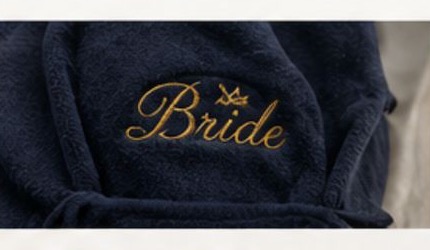 Personalised bride embroidery on a dressing gown